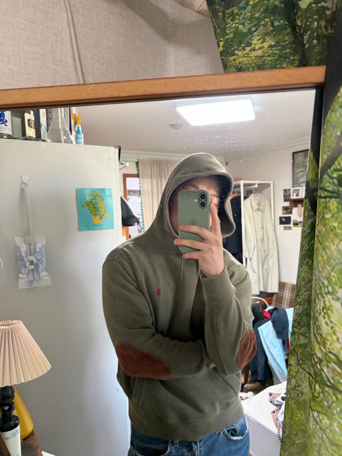 L) 폴로 랄프로렌 팔꿈치 패치 후드티 카키 상품이미지2