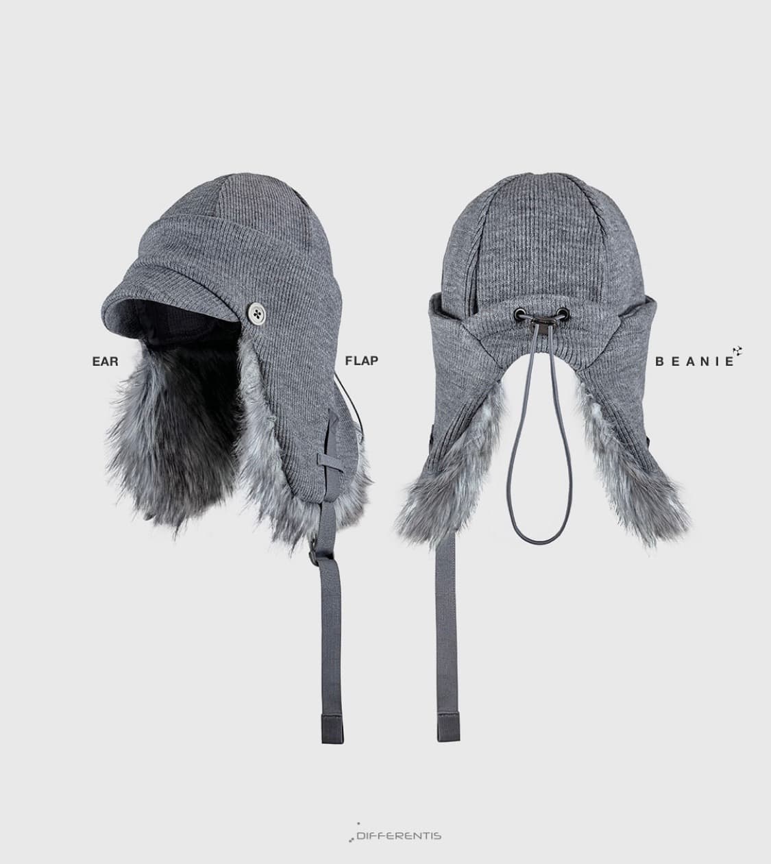 디퍼런티스 이어플랩 비니 그레이 /디퍼런트 이즈 오케이 상품이미지1