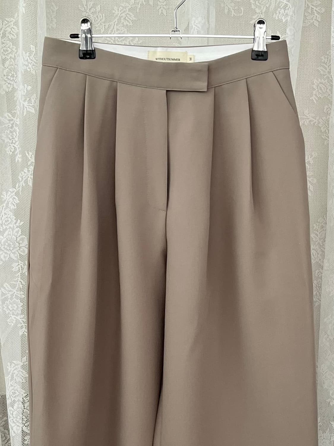 M) 위드아웃썸머 투핀턱 와이드 슬랙스 베이지 상품이미지3