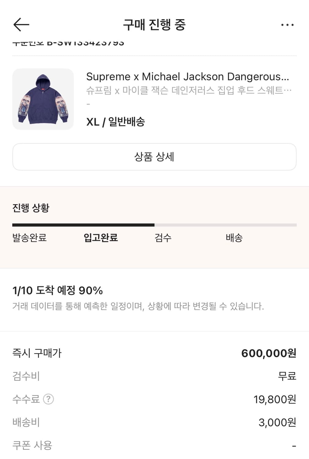 슈프림&마이클잭슨 후드집업 Xl 상품이미지3