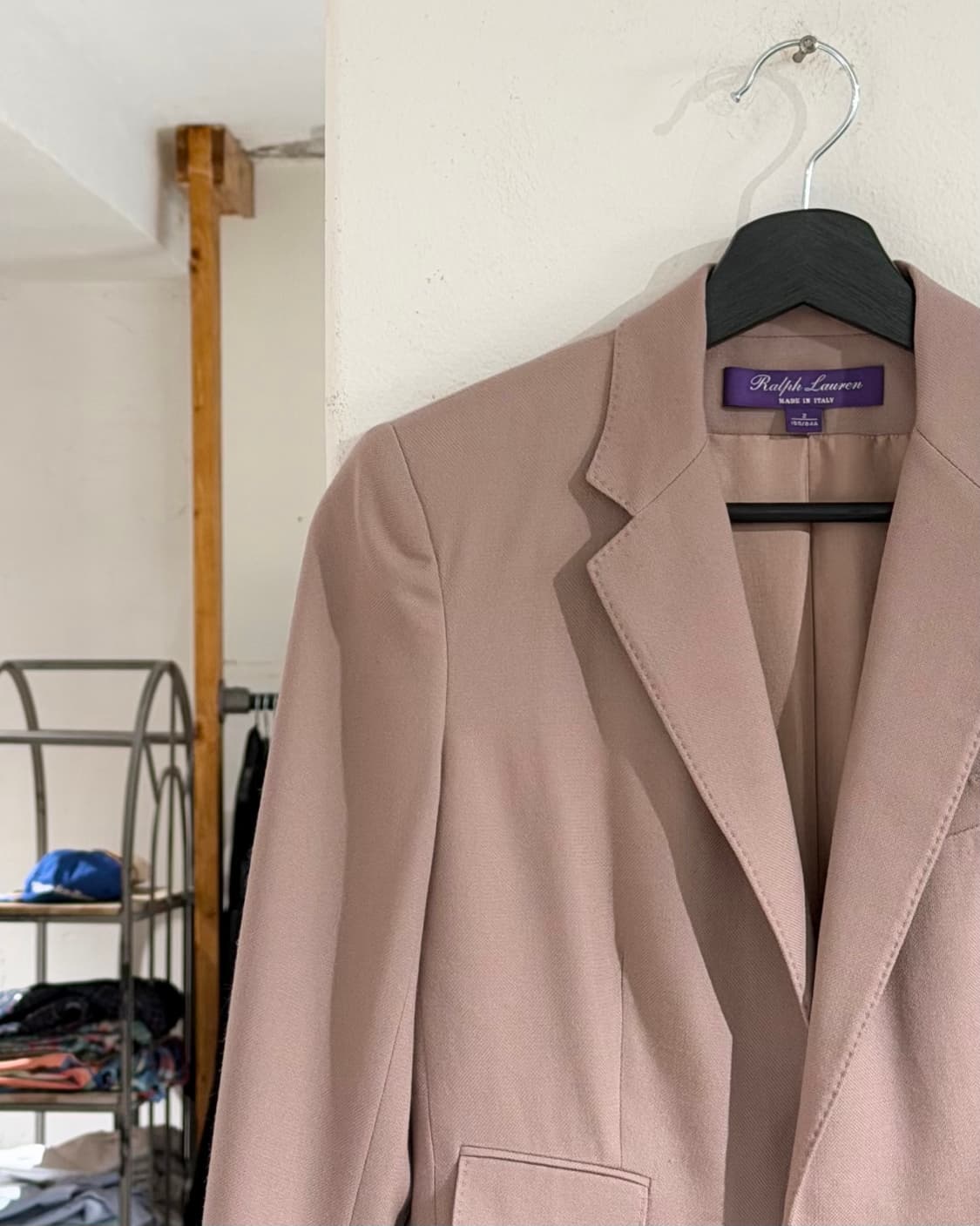 랄프로렌 퍼플라벨 연핑크 캐시미어 원버튼 카라 자켓 상품이미지2
