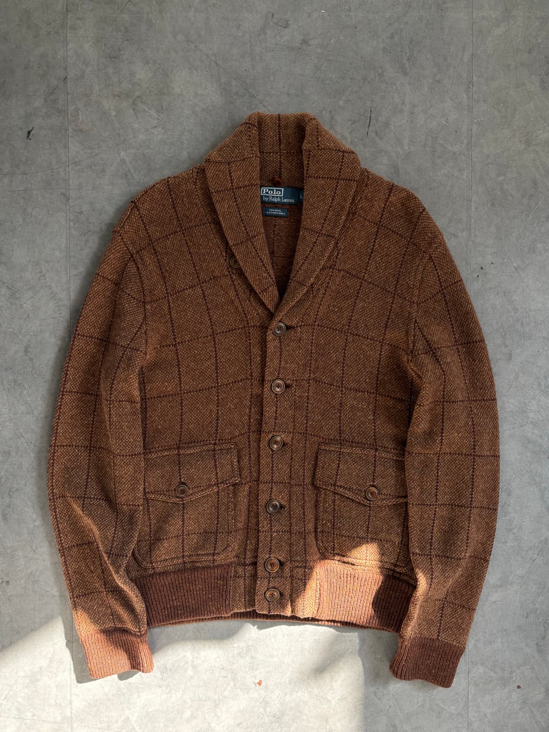 폴로랄프로렌 헤비 울 브라운 체크 가디건 자켓 상품이미지4