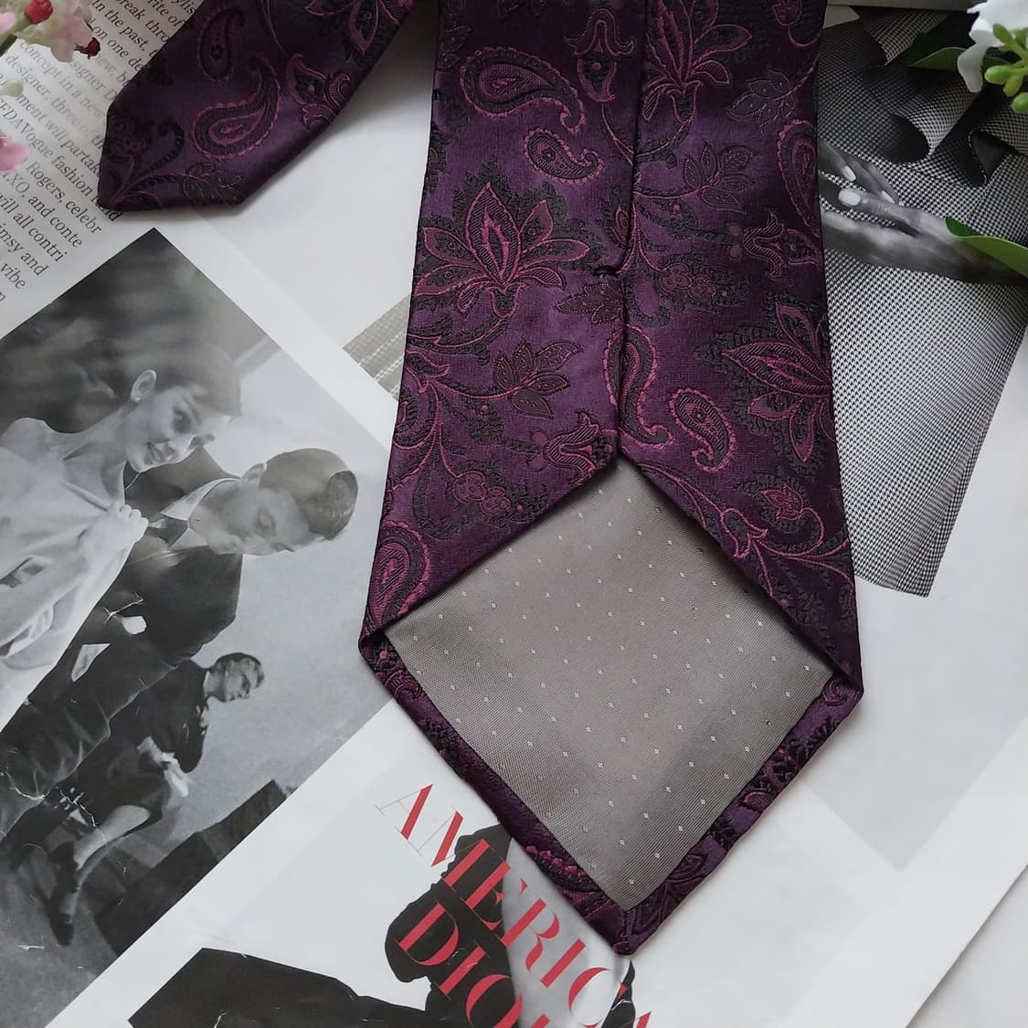 밀라숀 실크 퍼플 자카드 페이즐리 넥타이 9.5cm A+등급 K1679
 상품이미지7