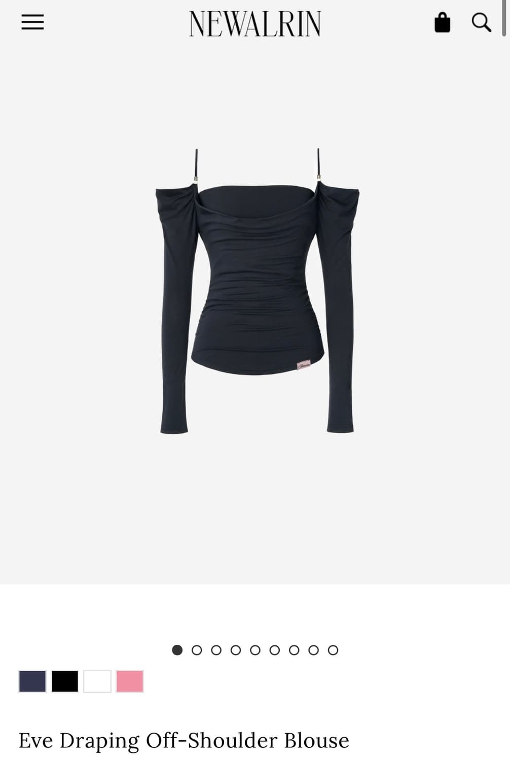 뉴얼린) Eve Draping Off-Shoulder Blouse BK 상품이미지1