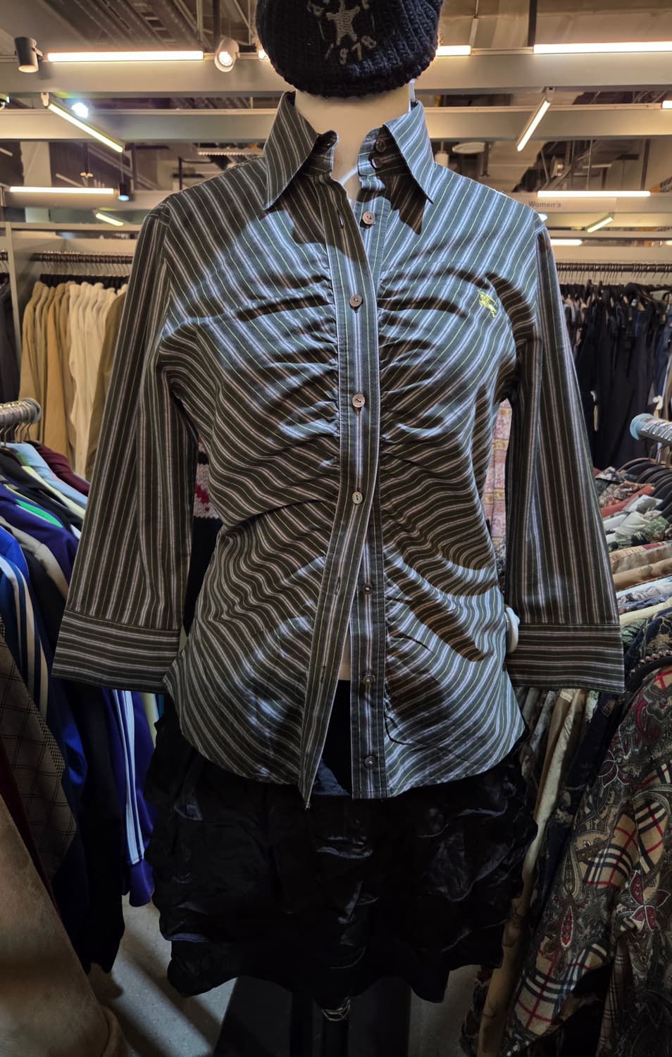 BURBERRY 버버리 그린스트라이프 7부셔츠💯 상품이미지2