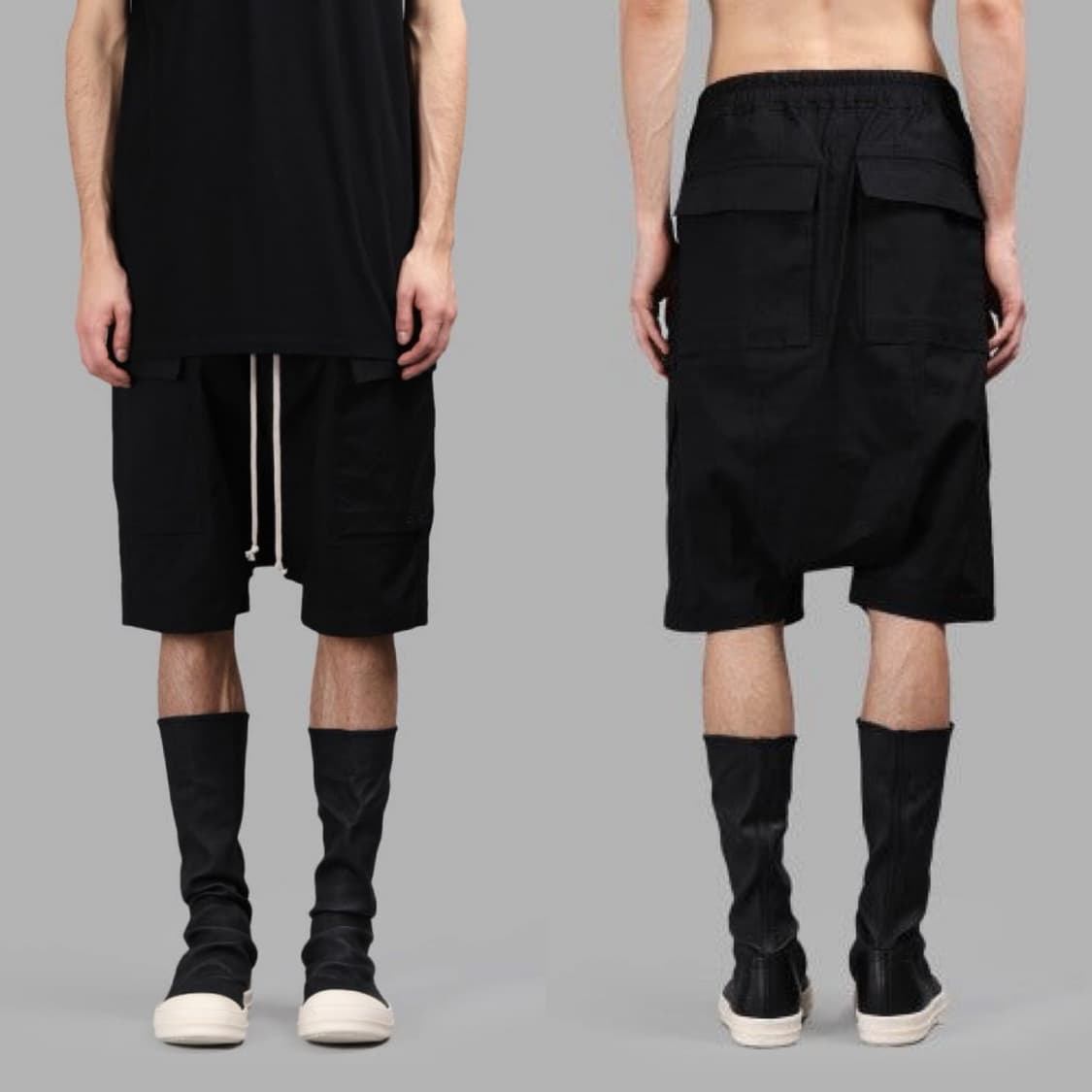 릭오웬스 17SS "WALRUS" 드로우스트링 카고 포드 쇼츠 블랙 상품이미지2