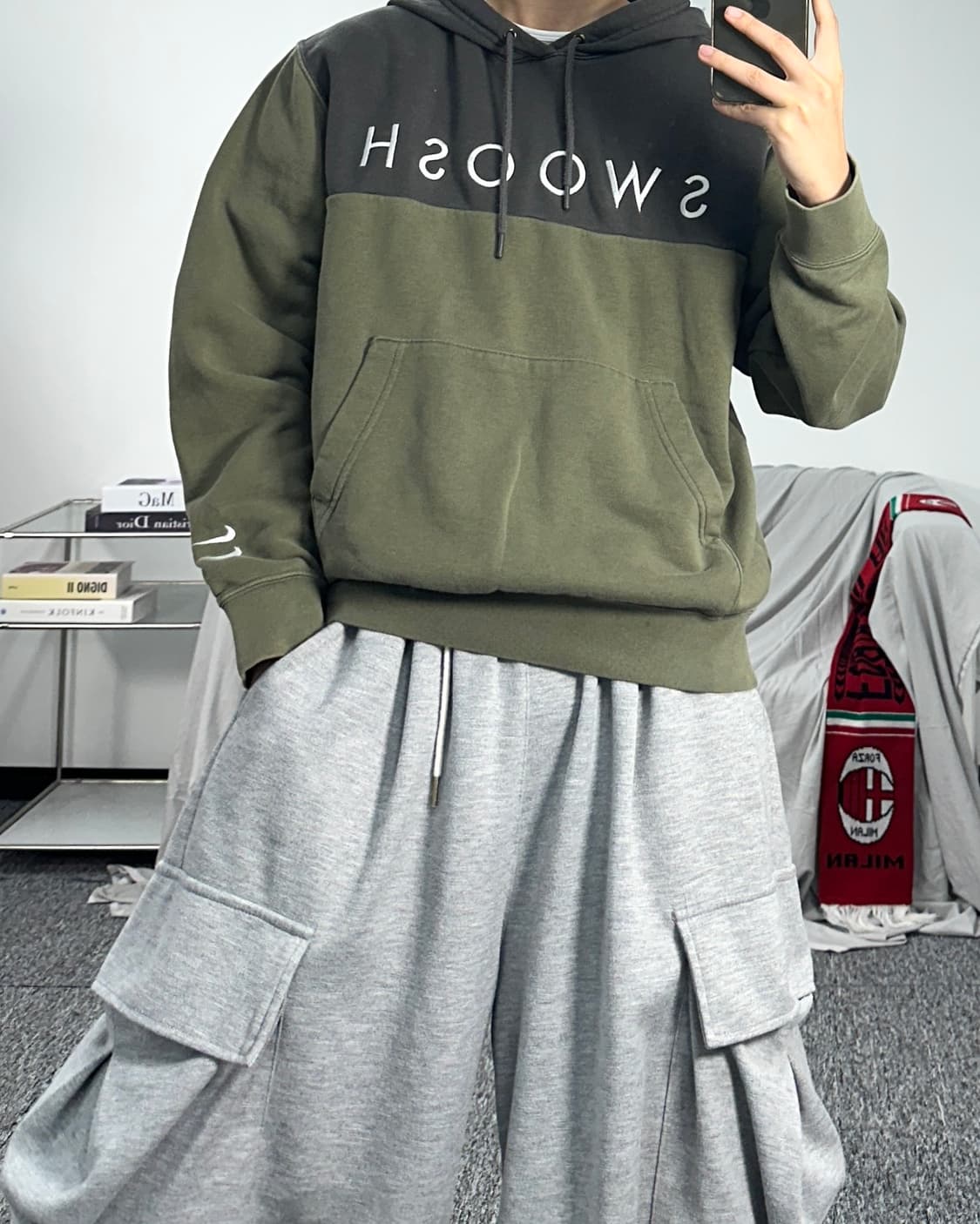 나이키 카키 더블 스우시 후드티 M 상품이미지3