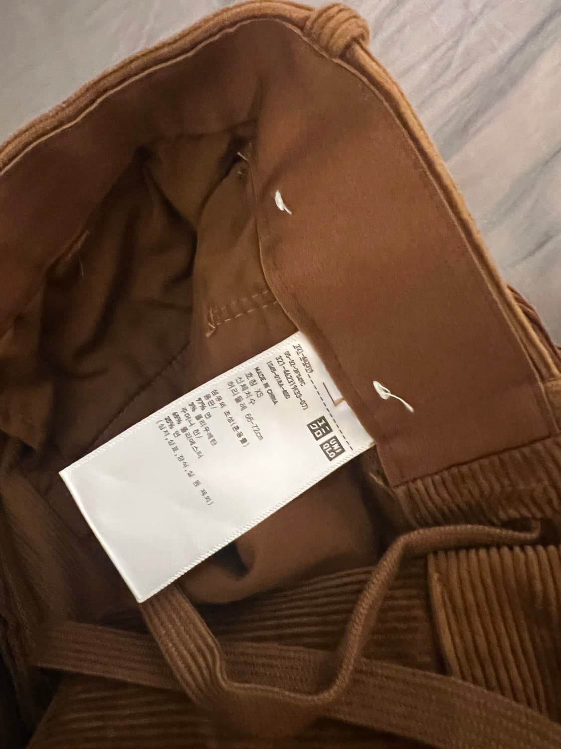 유니클로 코듀로이 골덴바지 브라운 xs 새제품 상품이미지4