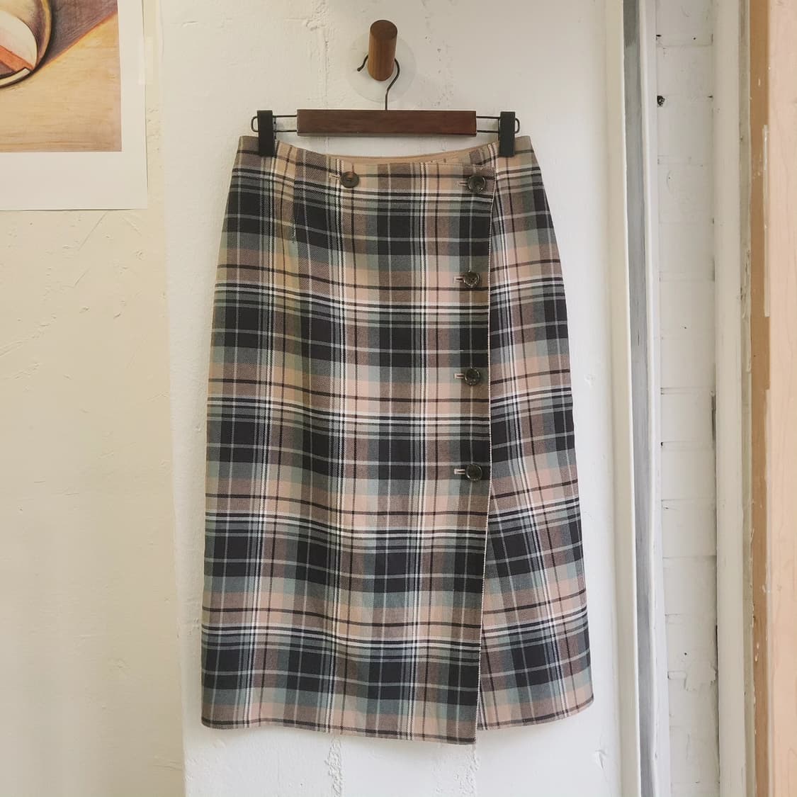 내츄럴뷰티베이직 체크 랩스커트 상품이미지3