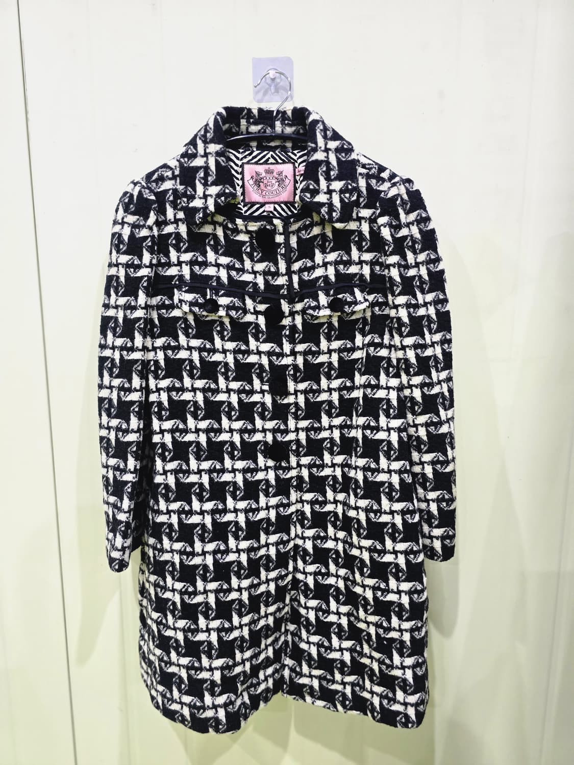 쥬시꾸뛰르 블랙화이트 트위드 코트 상품이미지1