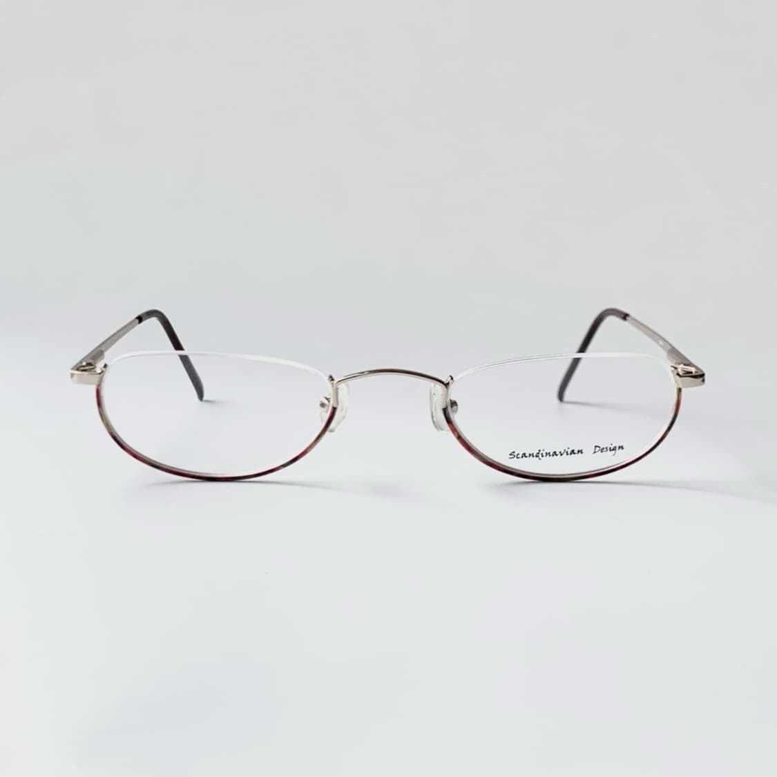 [픽키-687] 골드 메탈 언더림 안경 하단 브라운 라운드 림 슬림 상품이미지1