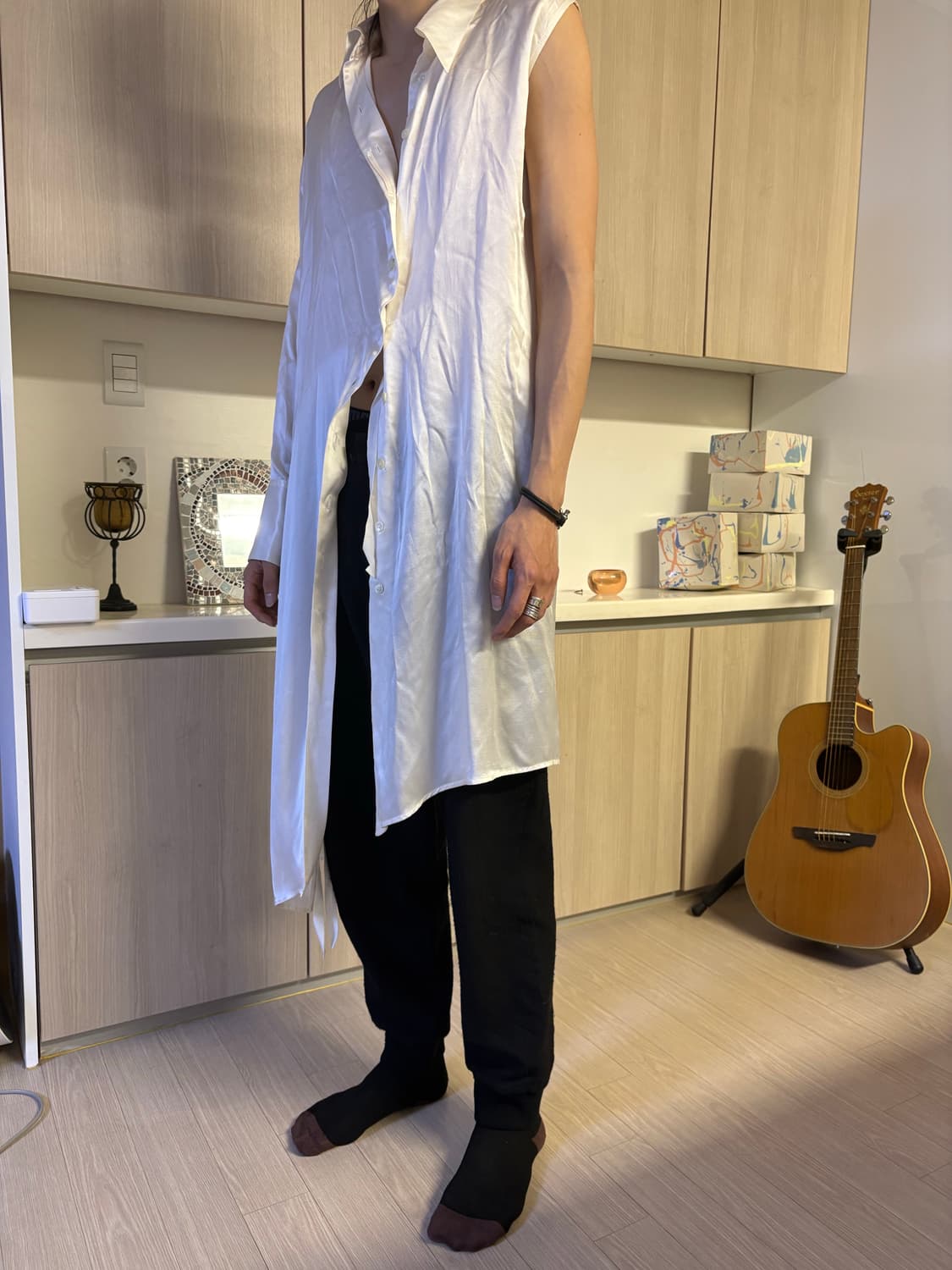 앤드뮐미스터 비대칭 실크 셔츠 상품이미지2