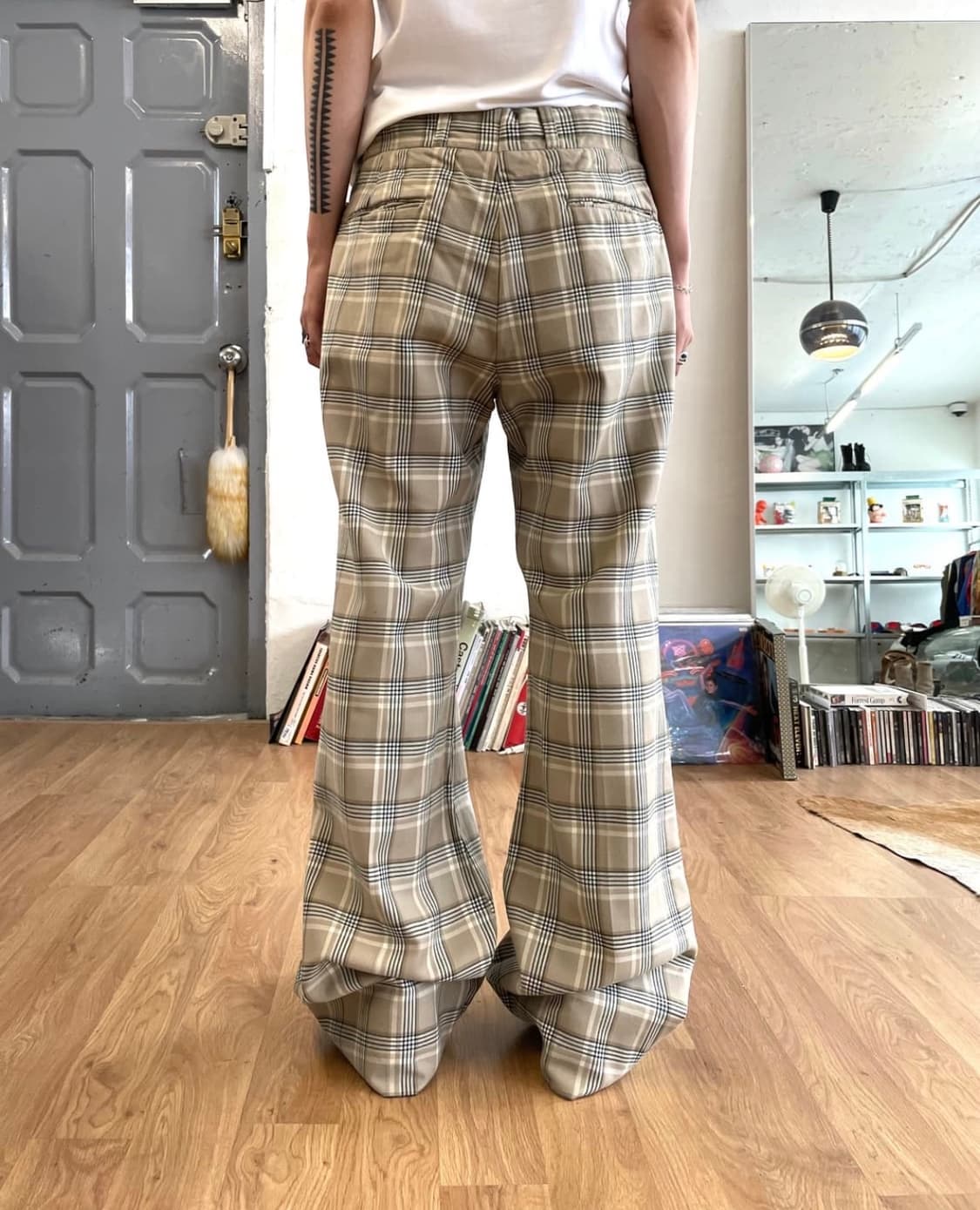 60‘s 체크 울 플레어 팬츠 상품이미지5