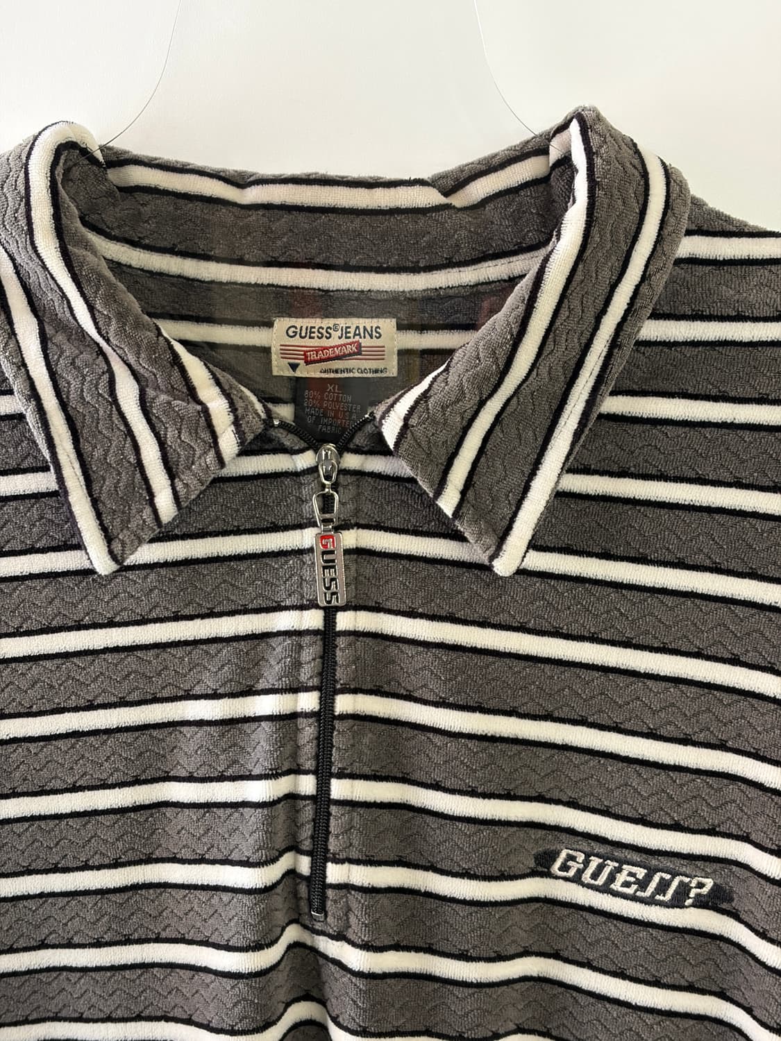 90s 게스 스트라이프 하프집업 폴로셔츠 상품이미지2