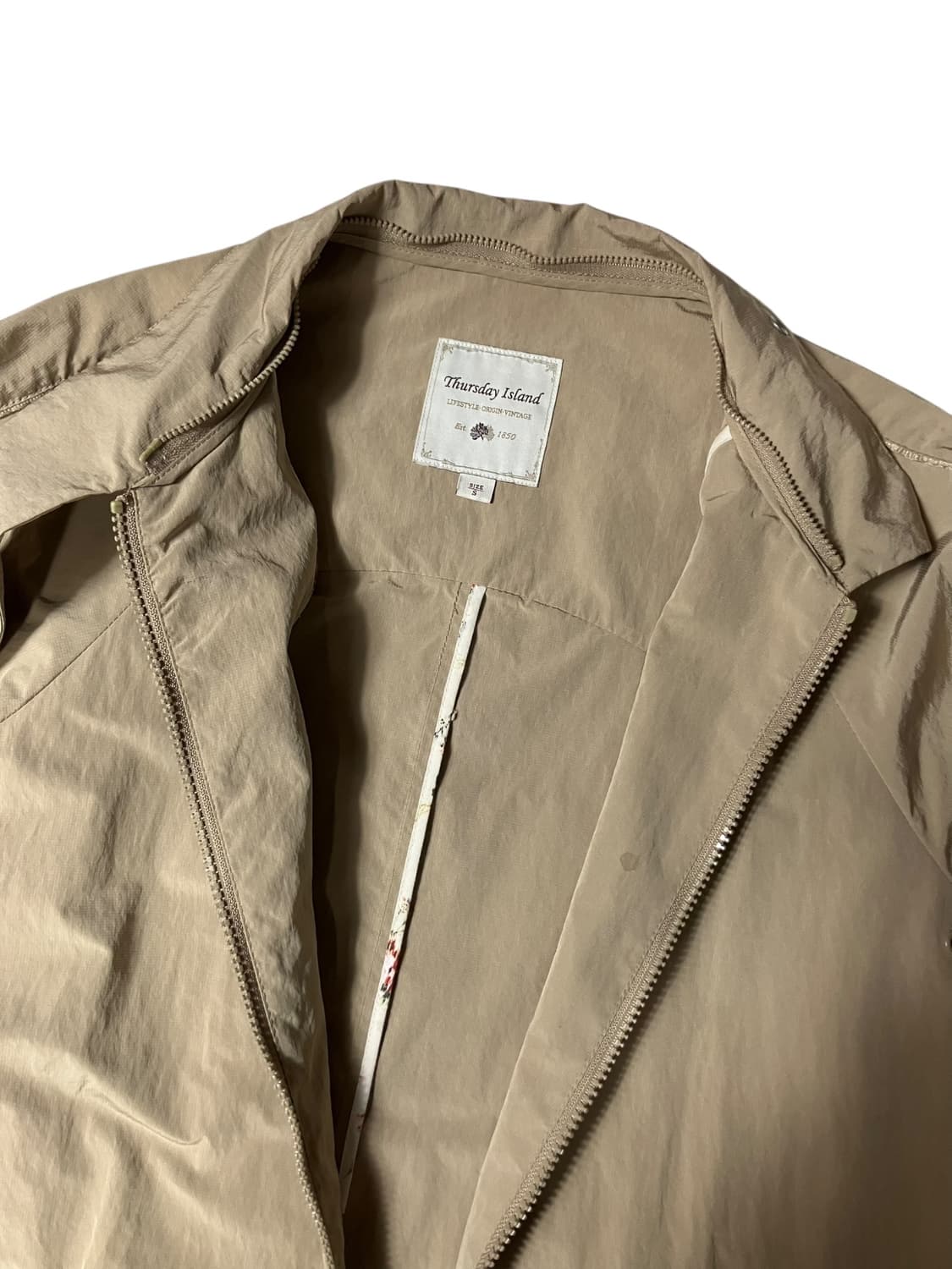 써스데이 아일랜드 야상 베이지 롱 자켓 바람막이 S 상품이미지3