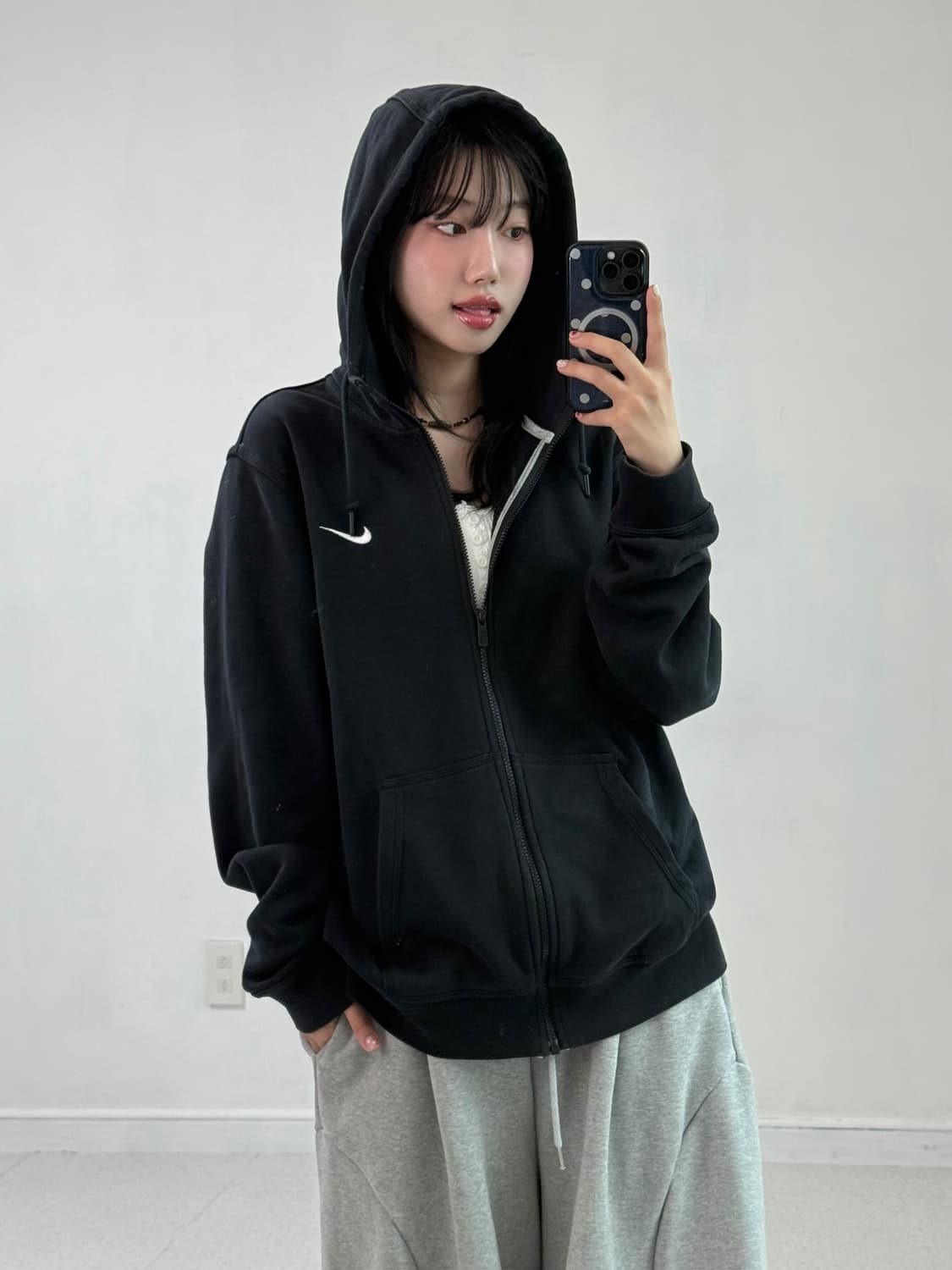 나이키 오버핏 블랙 후드집업 상품이미지4