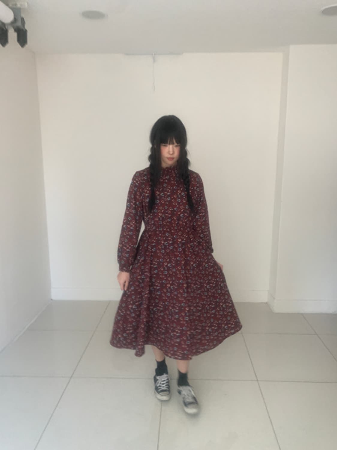 Oriental highneck floral dress 상품이미지3