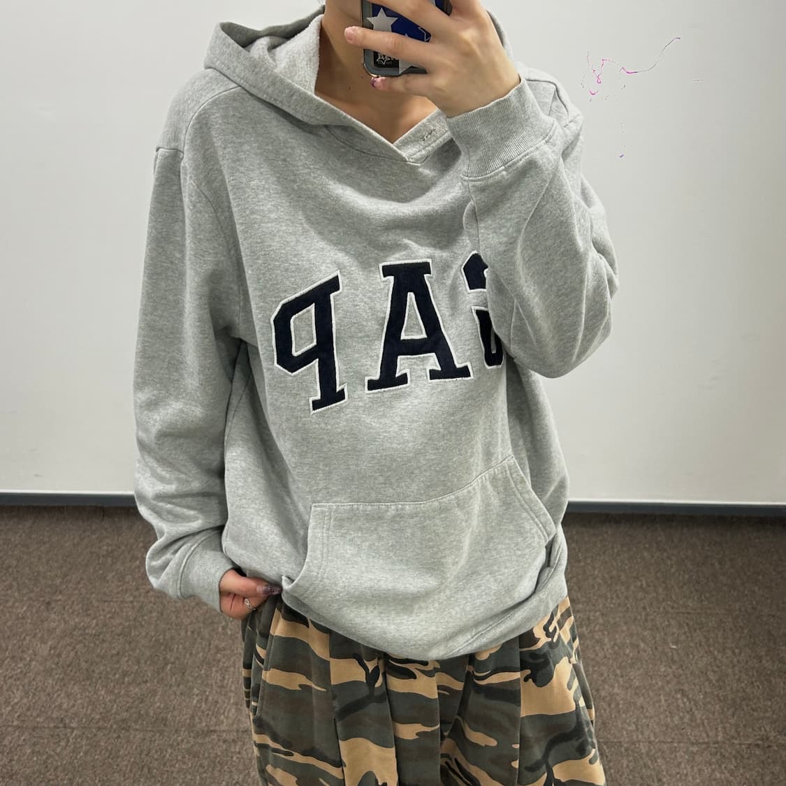 Gap 갭 블랙로고 그레이 후드티 상품이미지1