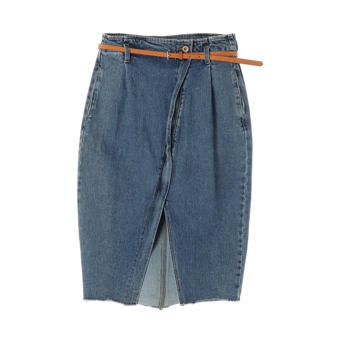 ZARA 프론트 슬릿 미디 데님 스커트 상품이미지1