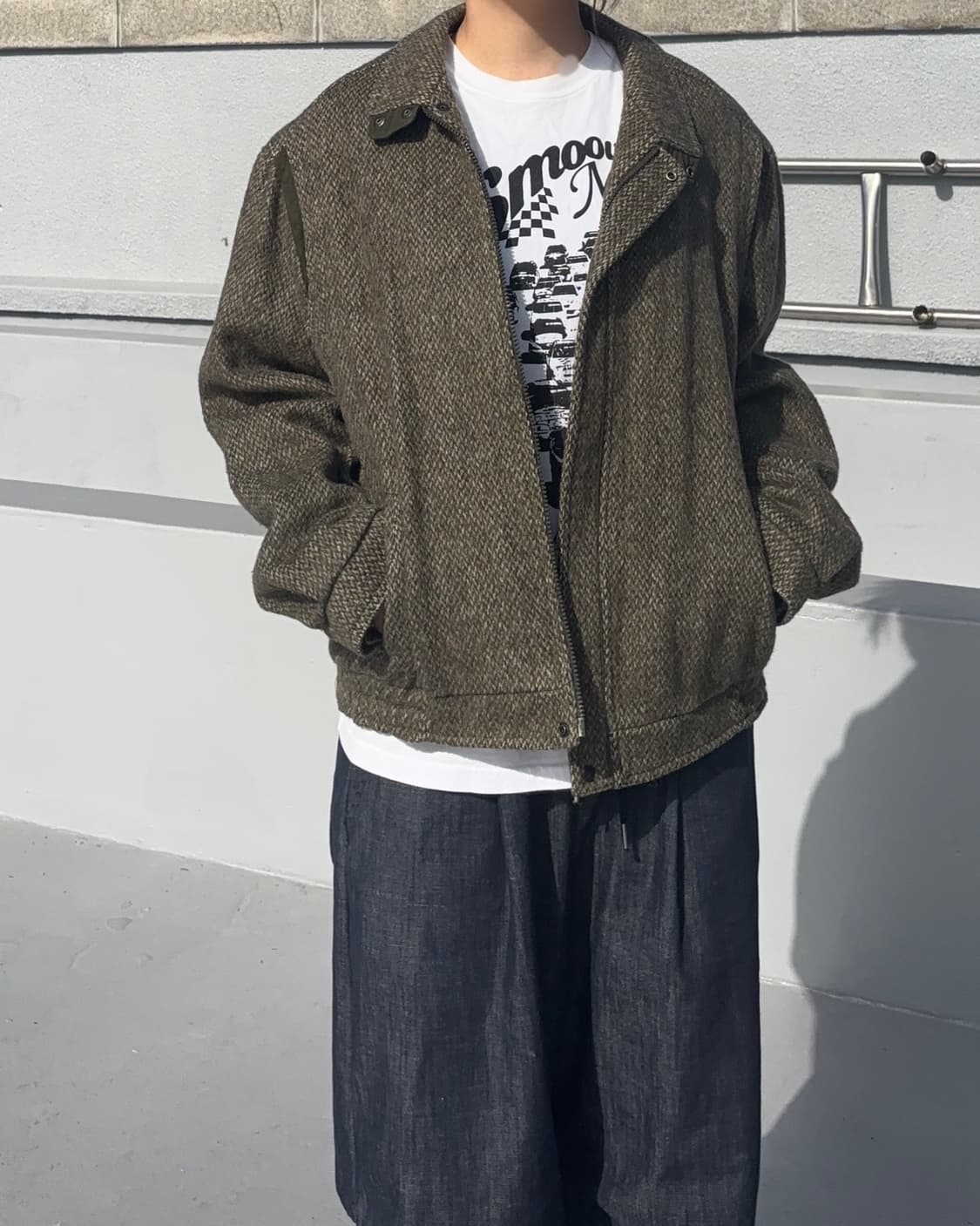 카키 울 스웨이드 믹스 블루종 코트 상품이미지8
