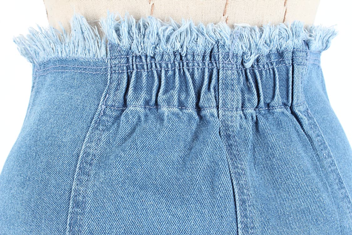 데님 데미지 프린지 랩 슬릿 트임 언발 레이어드 머메이드 A라인 중청치마 상품이미지7