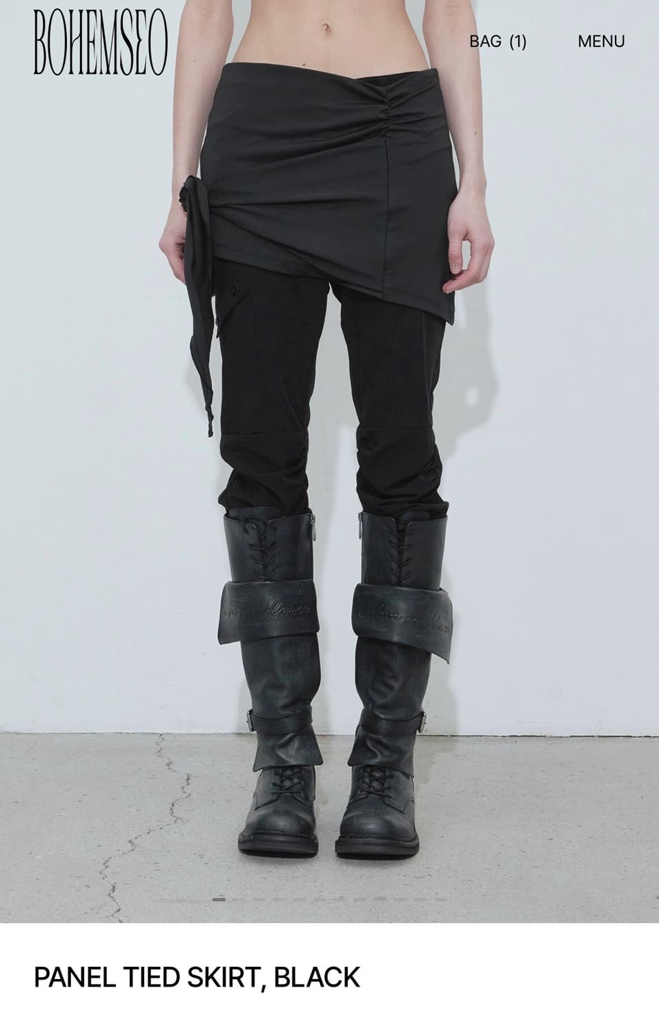 보헤미안서울 보헴서 BELTED JERSEY SKIRT, BLACK 상품이미지1