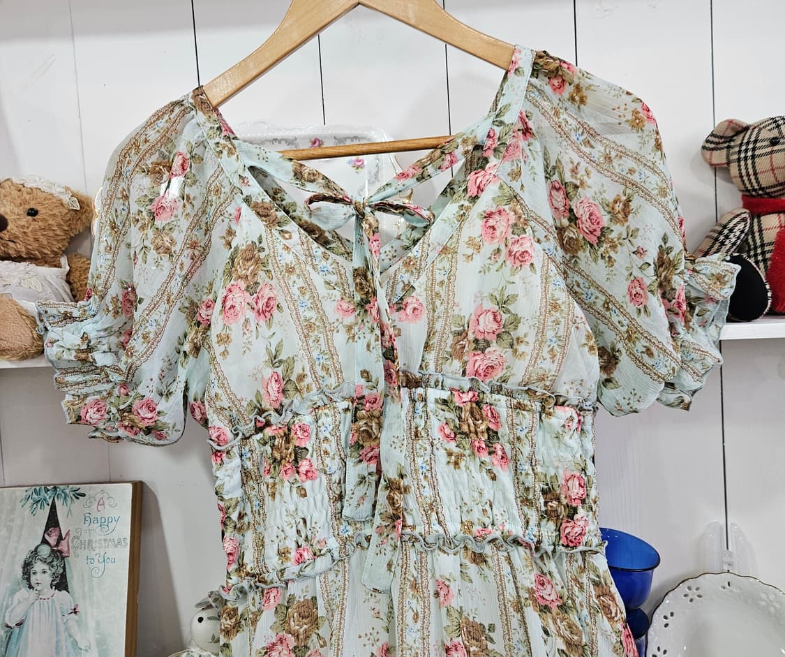 디어리  민트 로즈 플로럴 리본 원피스 상품이미지7