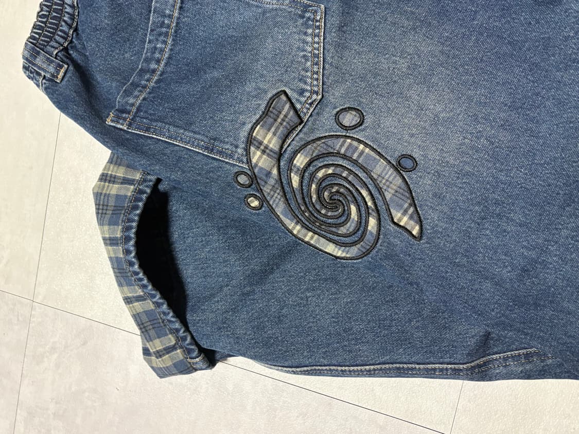 어반스터프 언커버 체크 데님 팬츠 다크블루 L 상품이미지4