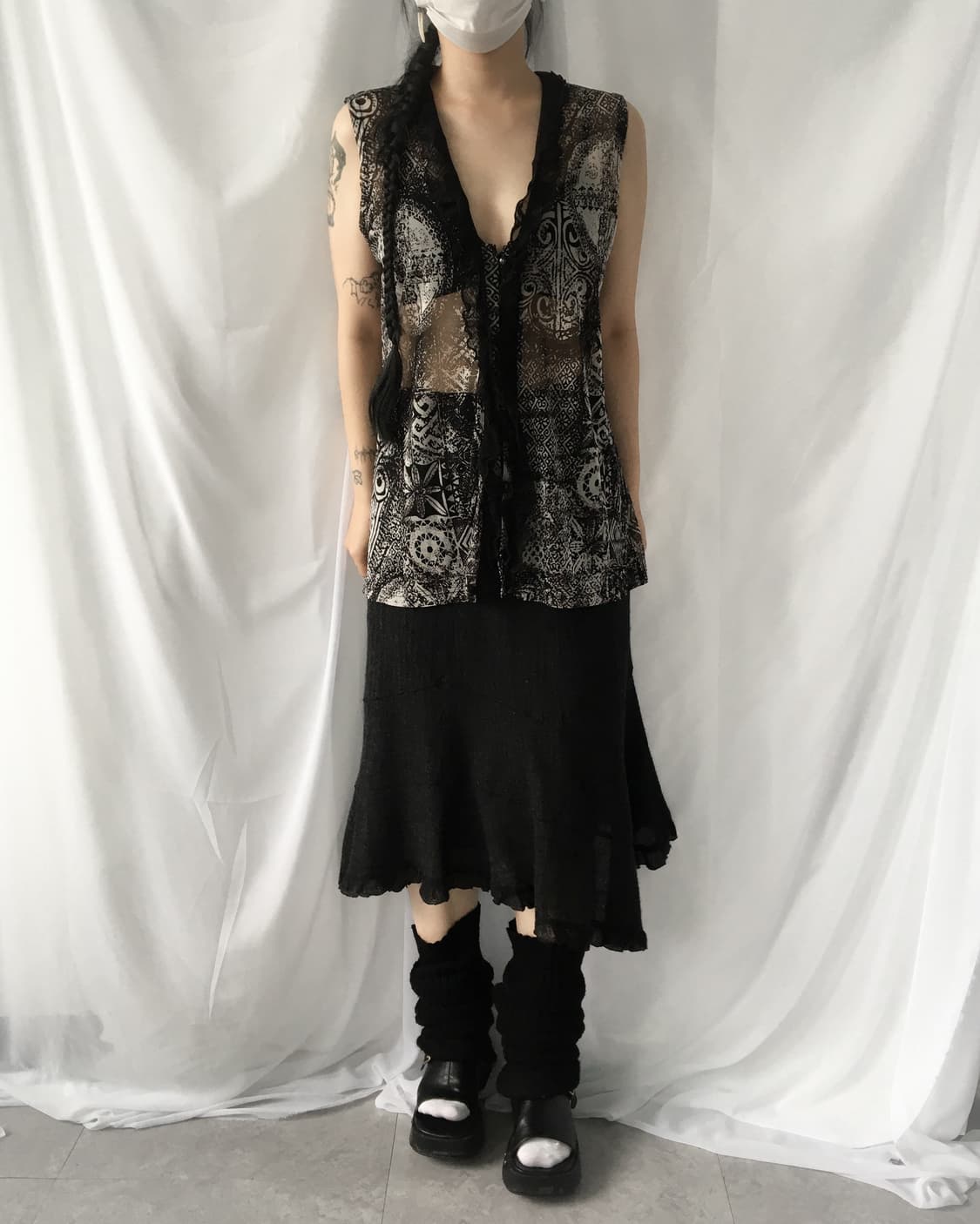 Pattern mesh vest 상품이미지1