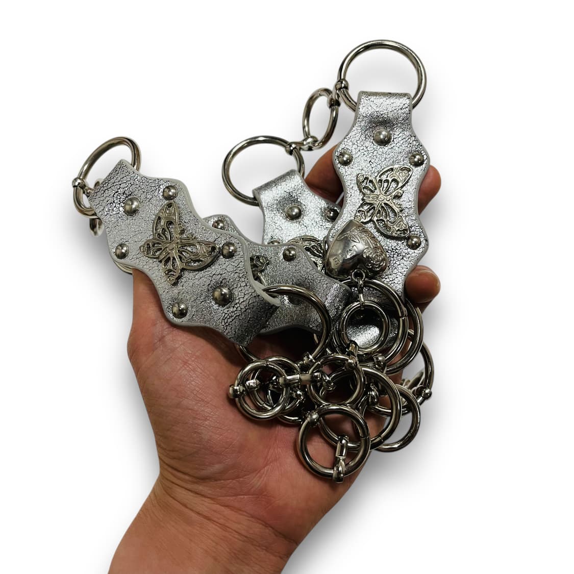 Butterfly Stud Hippie Chain Silver Belt 상품이미지4