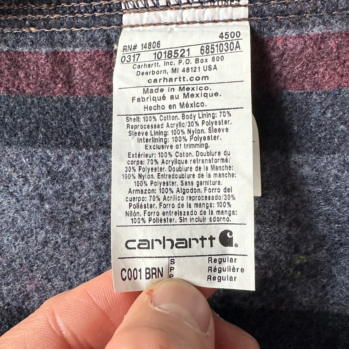 17년생산 칼하트 C001 브라운 초어자켓 S 멕시코 상품이미지4