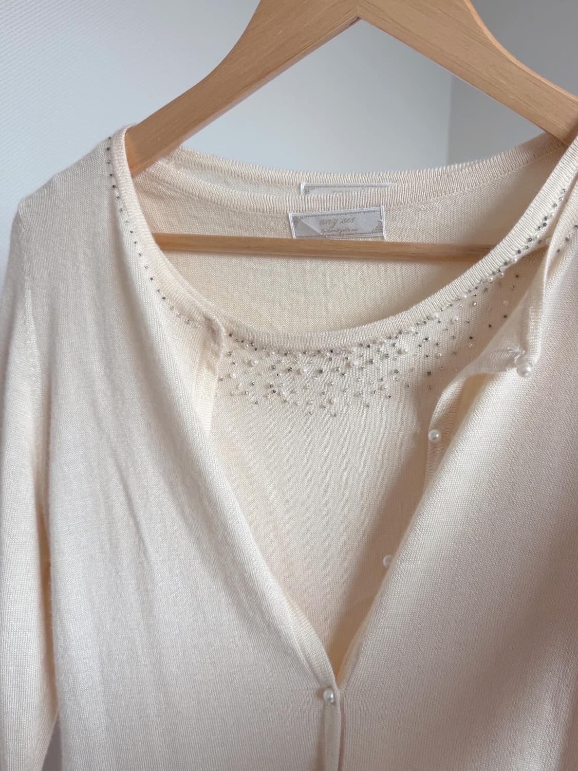 모리걸 연노랑 비즈 가디건니트 셋업 상품이미지2