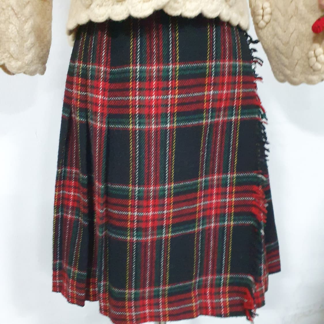 빈티지 레드 울 체크 플리츠 스커트 고스 펑크 갸루 y2k 캐캐체 상품이미지5