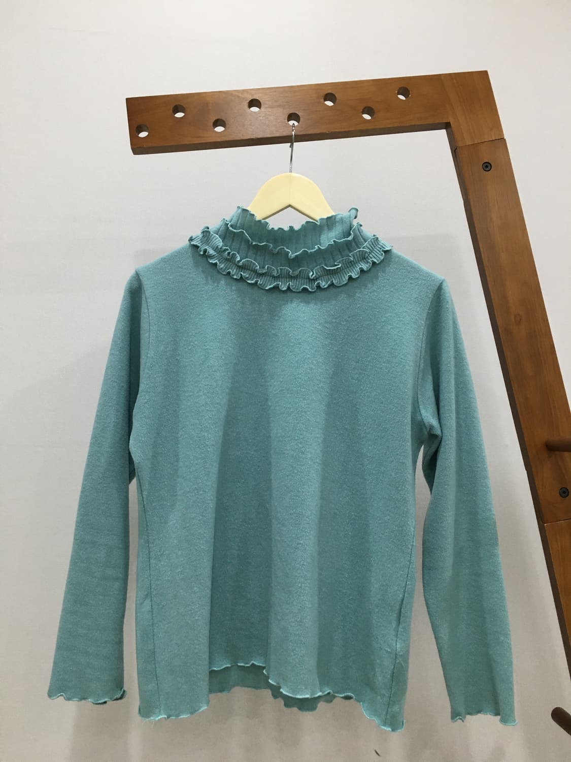 일본빈티지 프릴 민트 폴라니트 상품이미지1