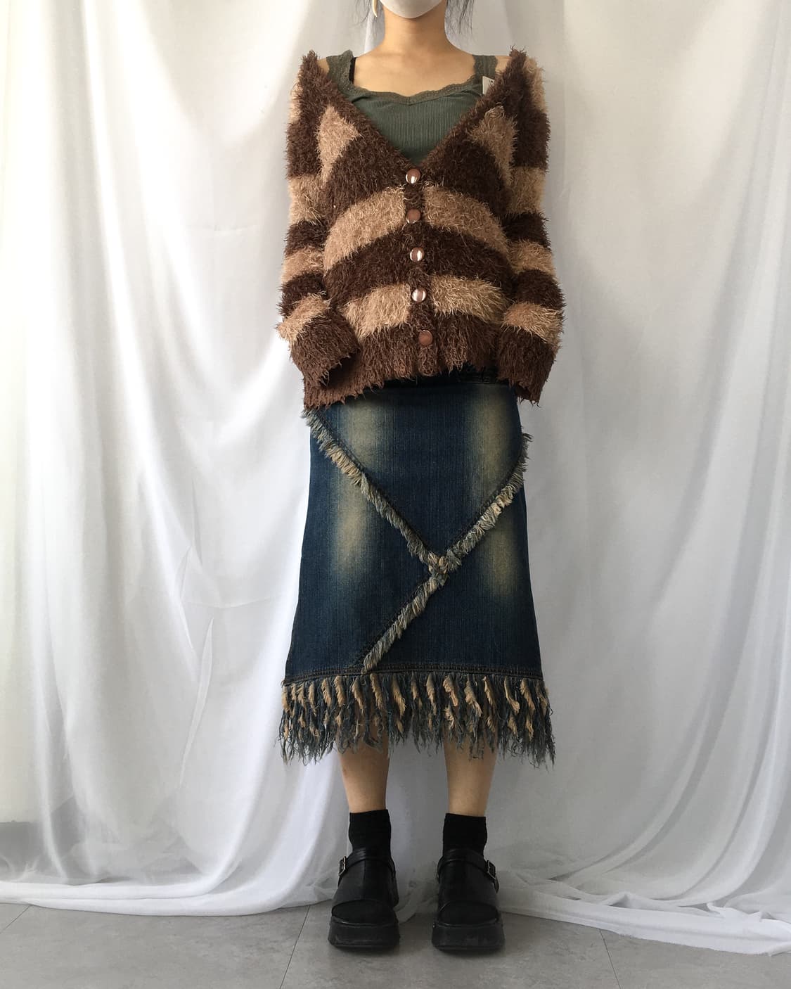 Cecil mcbee fluffy stripe cardigan 상품이미지5