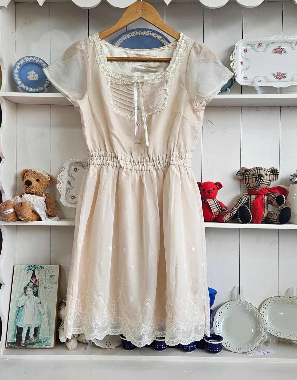 LODISPOTTO 레이스 플라워 자수 쉬폰 원피스 상품이미지1