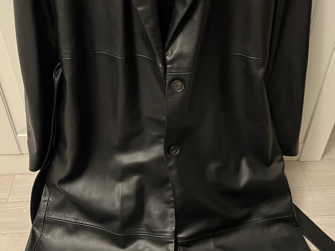 자라 퍼 디테일 롱 레더 자켓 상품이미지4