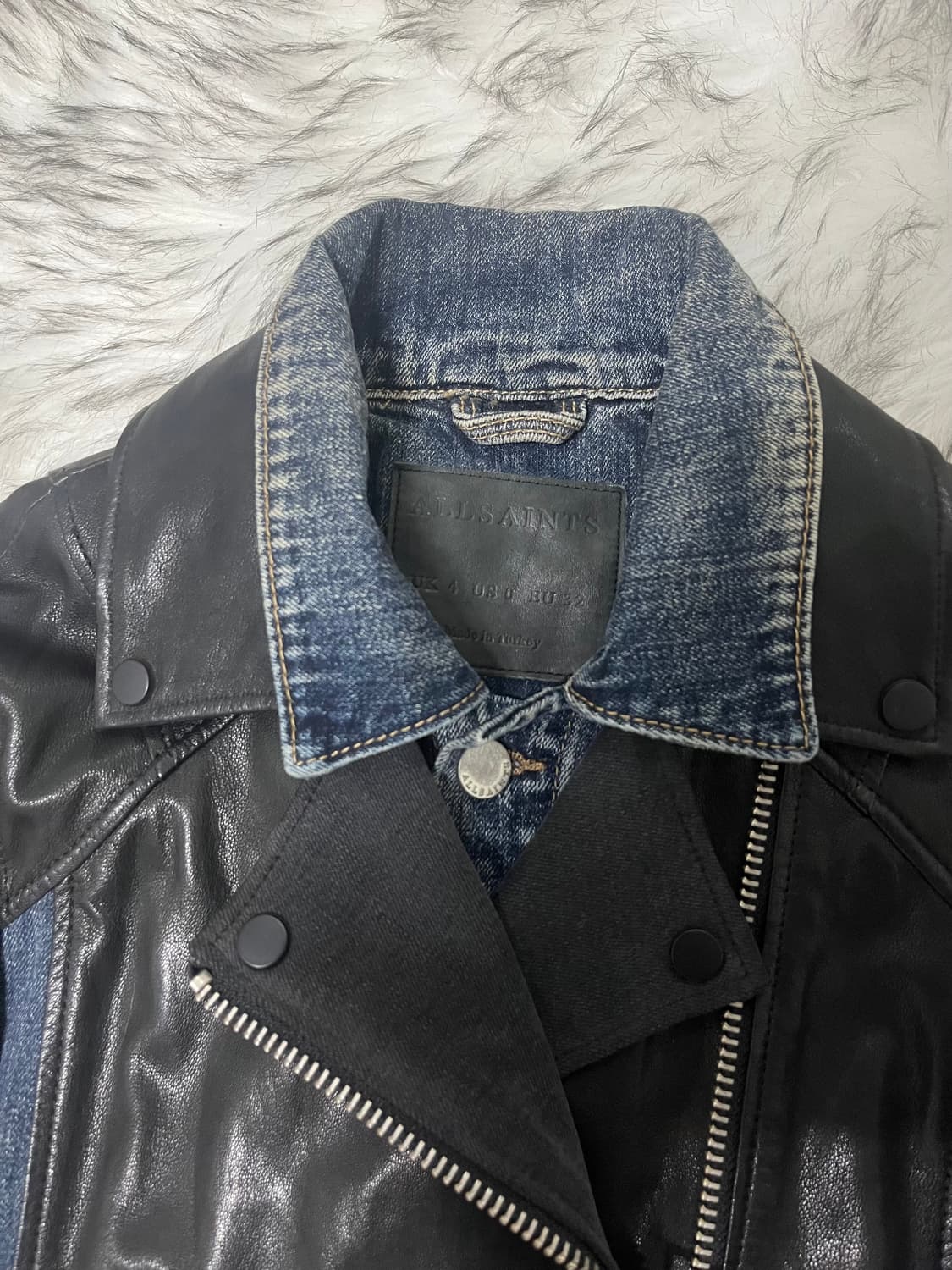 [XS] 올세인츠 레더 x 데님 하이브리드 레더 자켓 상품이미지3