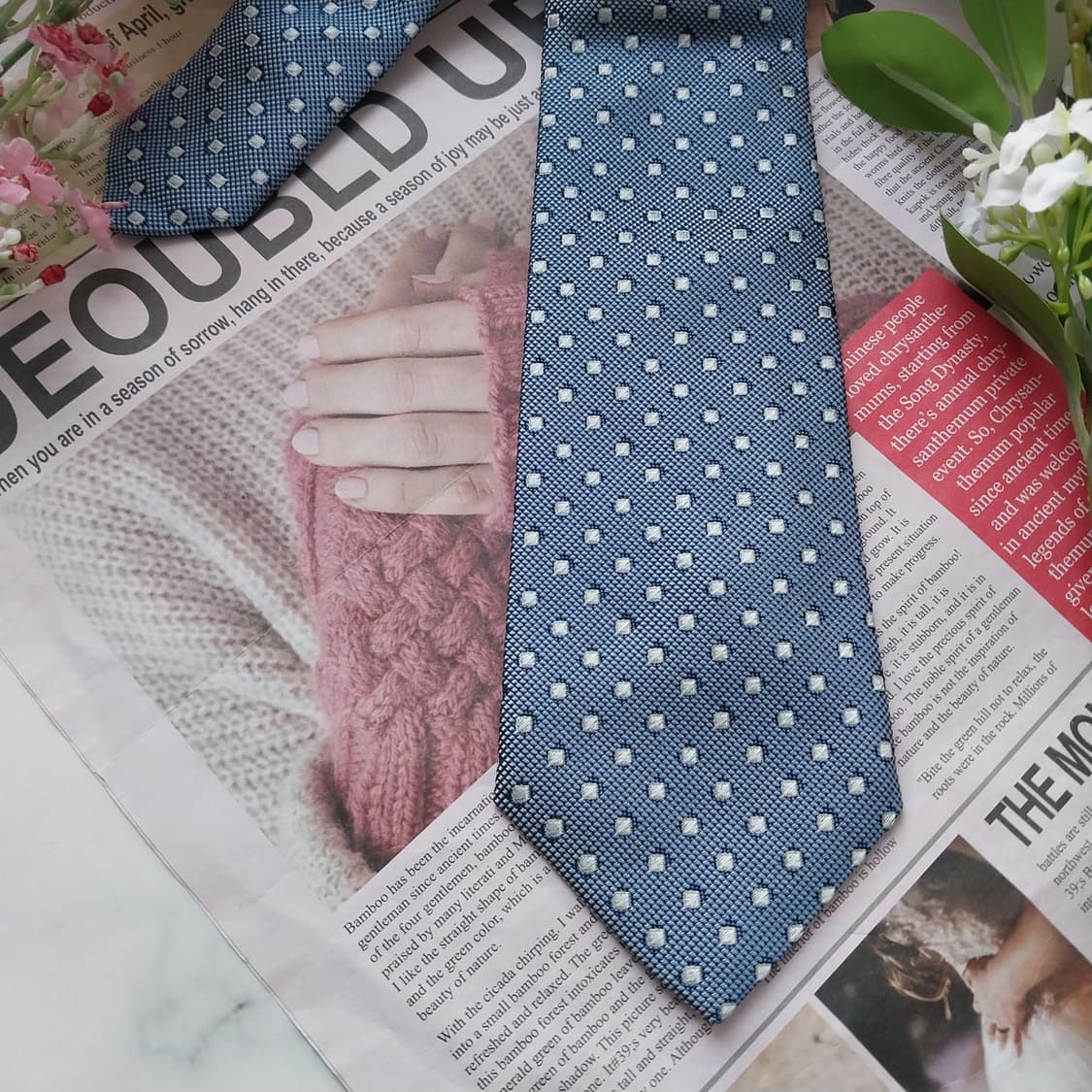 아르마니 꼴레지오니 실크 블루 도트 넥타이 7.6cm A+등급 K1689 상품이미지5