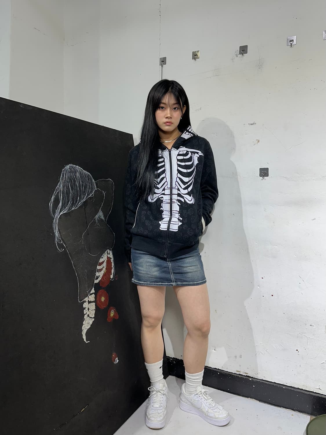 Jpn 일본빈티지 해골 풀오버 펑크 집업 져지 상품이미지1