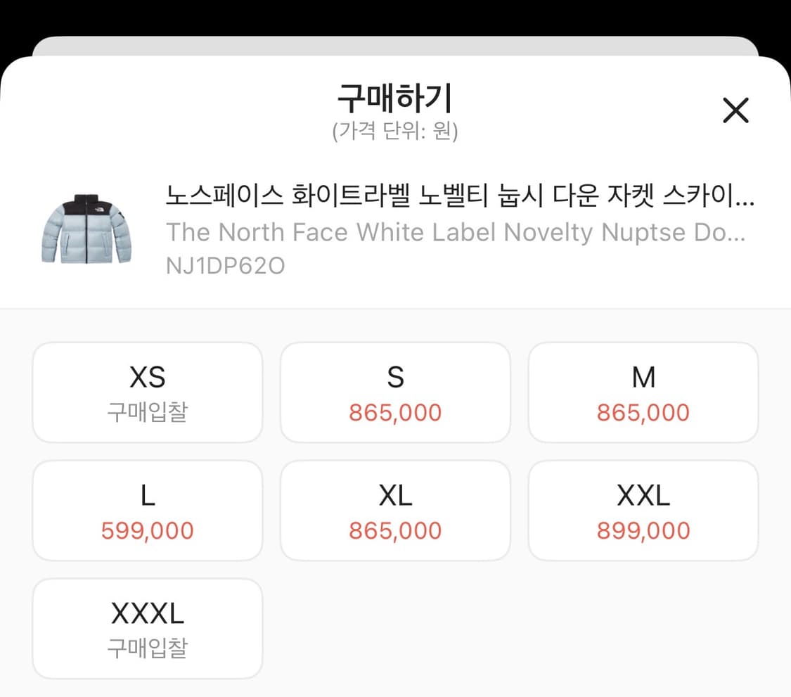 M) 노스페이스 화이트레벨 노벨티 눕시 패딩 스카이블루 상품이미지2