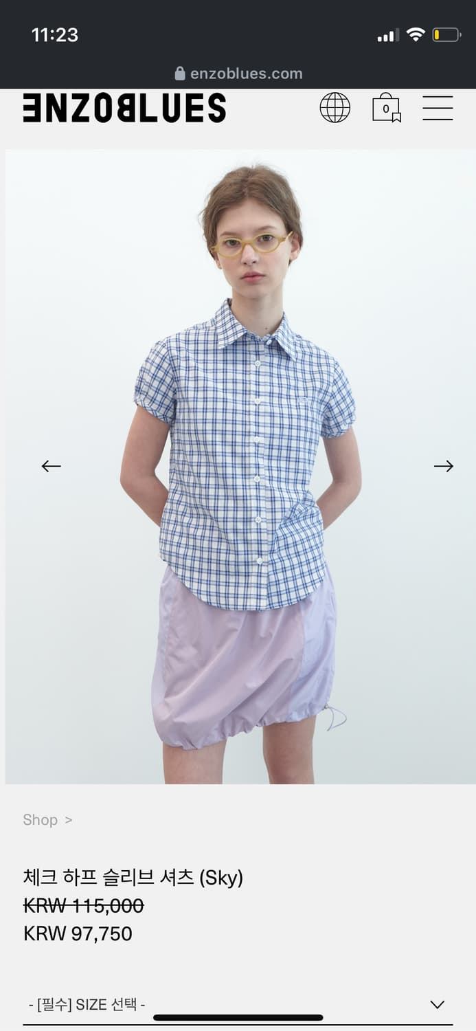 엔조블루스 체크 하프 슬리브 셔츠 상품이미지2