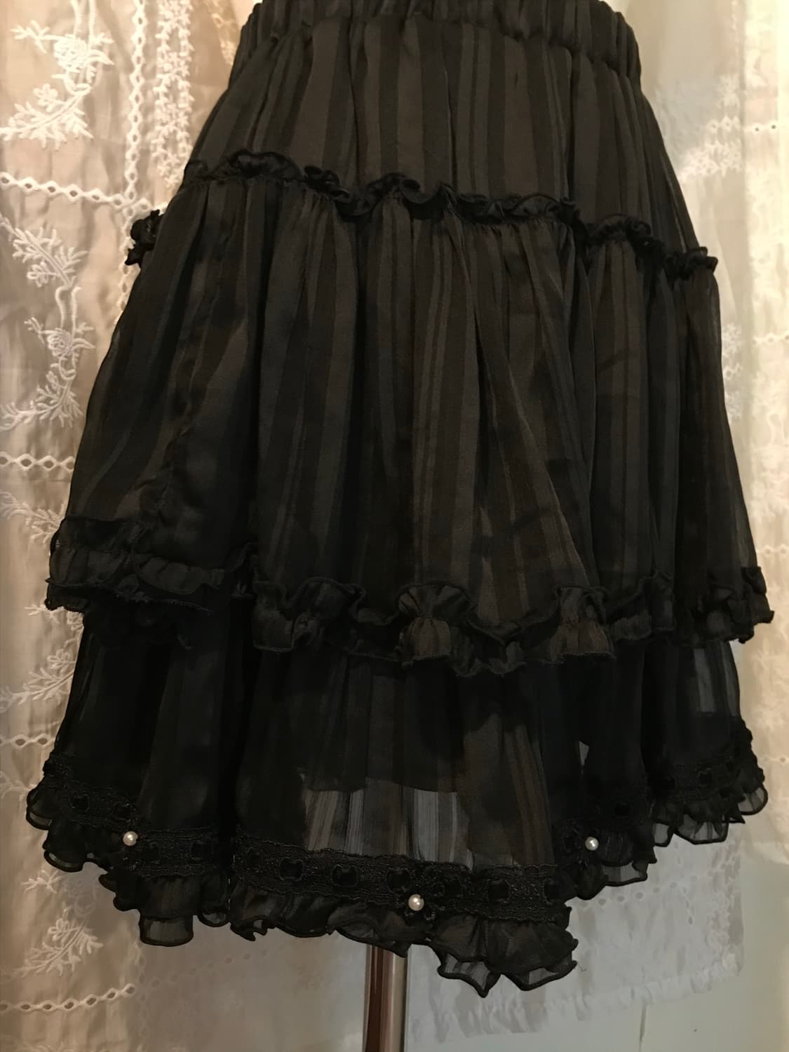 엑시즈팜 블랙 러플 스커트 상품이미지3