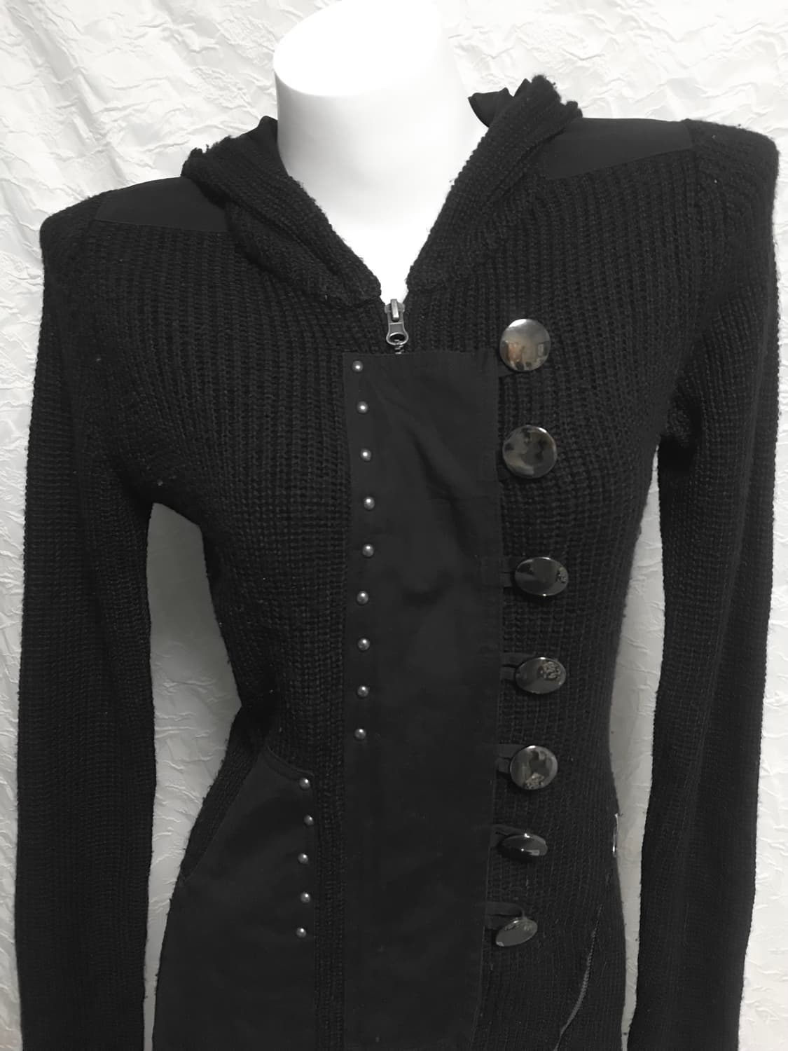 택포•빈티지 black peace now 펑크 고딕 투웨이 롱 후드 집업 상품이미지4