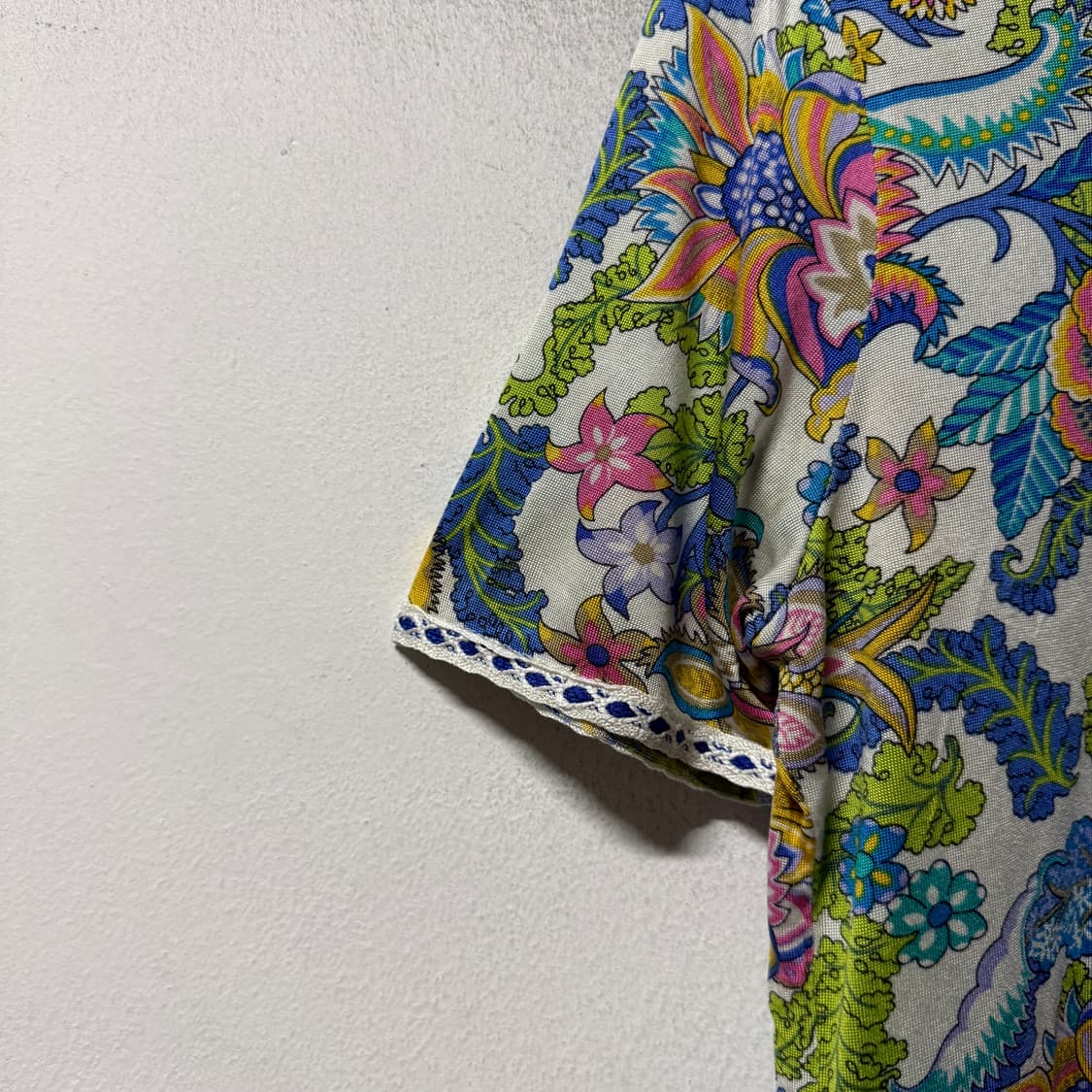 VTG 이탈리아 빈티지 키치 오리엔탈 패턴 반팔 크롭 탑 상품이미지4