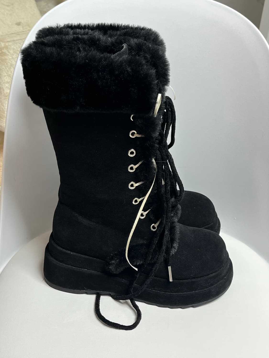 루루서울 윈터 엔젤 퍼 부츠 235 블랙 미디 상품이미지2