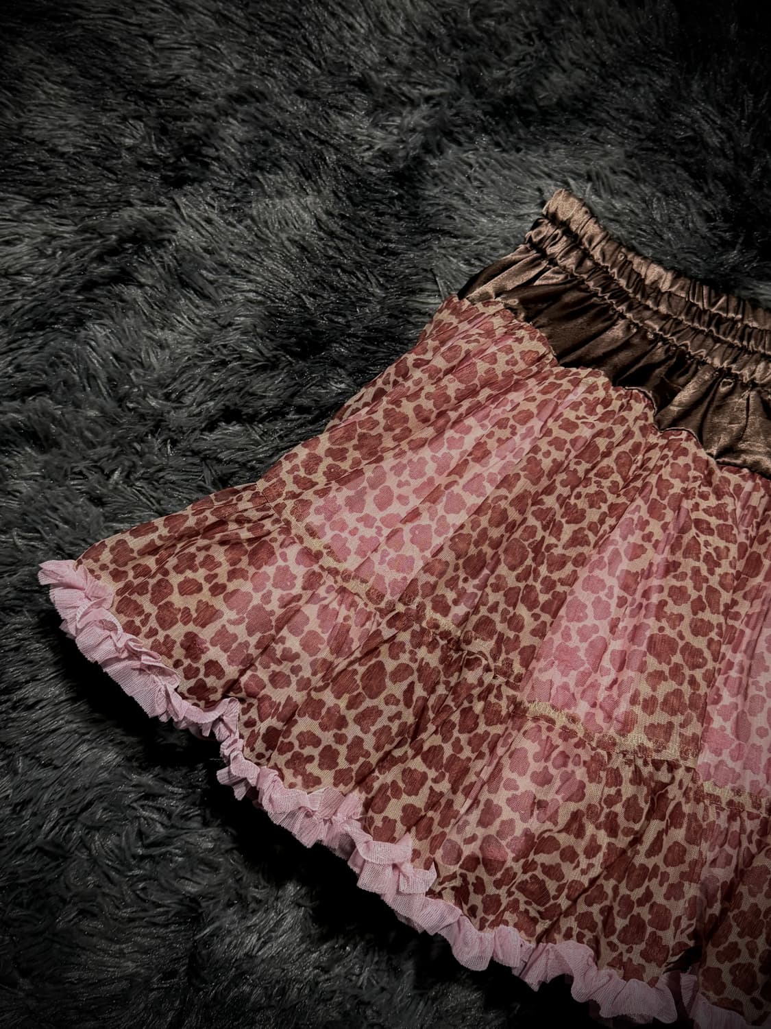 튜튜 st 핑크 호피 캉캉 밴딩 스커트 상품이미지5