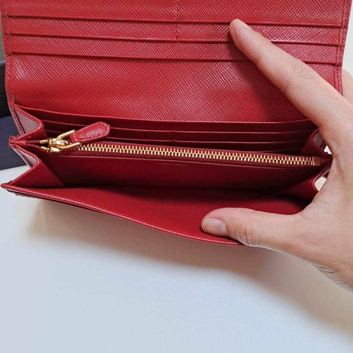 [100%/정품] 프라다 사피아노 레더 지갑 빨간색, 프라다장지갑 상품이미지6