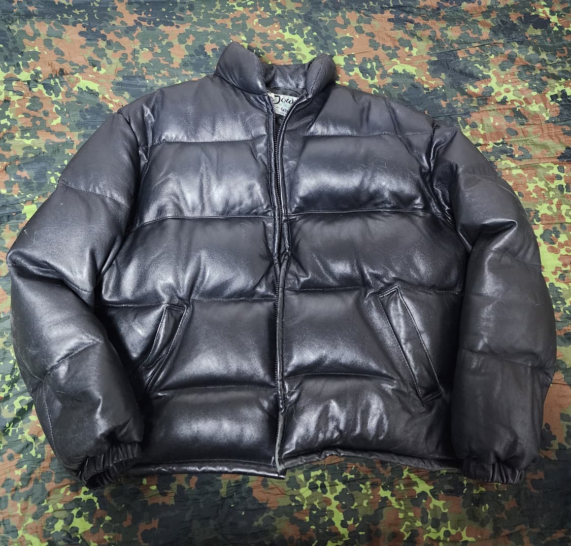 빈티지 Schott NYC 블랙 레더 다운 패딩 점퍼 상품이미지1