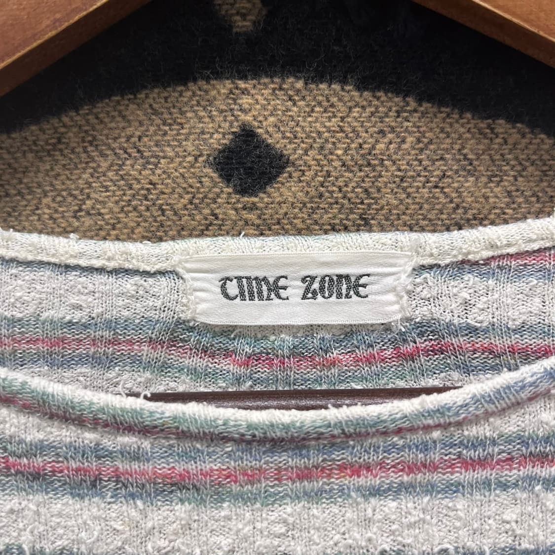 빈티지 레트로 스트라이프 스판 딱붙핏 긴팔 롱슬리브 K0026 상품이미지4